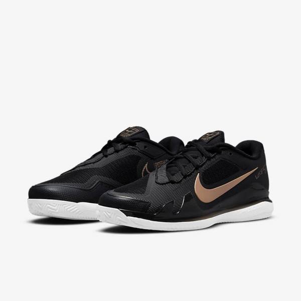 Dámské Tenisové Boty Nike NikeCourt Air Zoom Vapor Pro Clay Court Černé Bílé Metal Červené Hnědé | NK816UTK