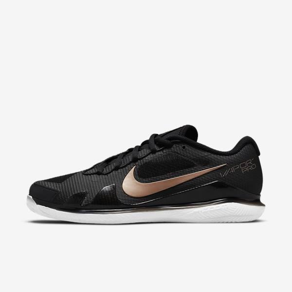 Dámské Tenisové Boty Nike NikeCourt Air Zoom Vapor Pro Clay Court Černé Bílé Metal Červené Hnědé | NK816UTK