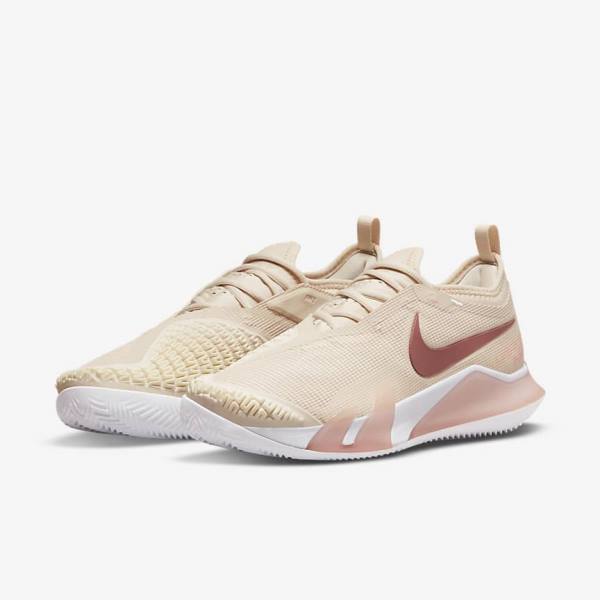 Dámské Tenisové Boty Nike NikeCourt React Vapor NXT Clay Court Bílé Koralove Červené | NK708ZHG