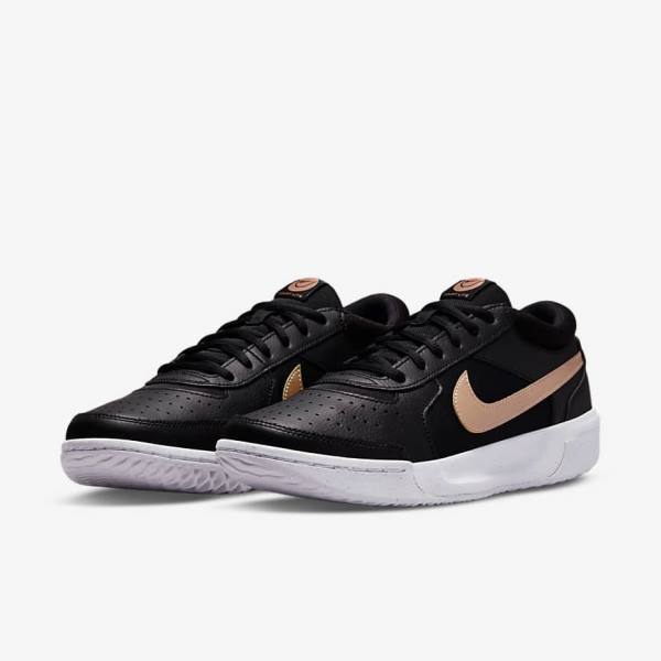 Dámské Tenisové Boty Nike NikeCourt Zoom Lite 3 Černé Bílé Metal Červené Hnědé | NK485TDL