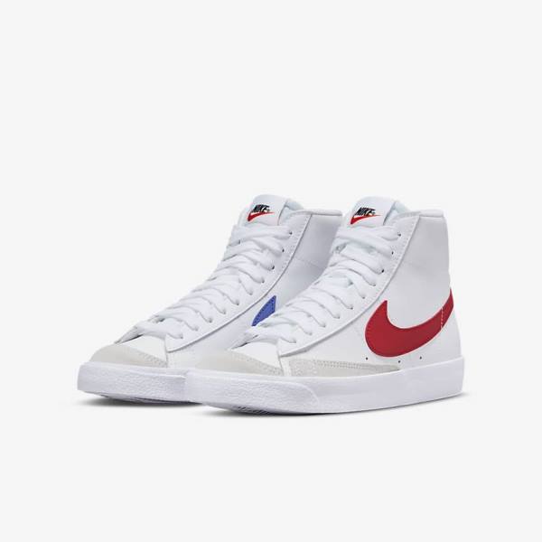 Dětské Basketbalové Boty Nike Blazer Mid 77 Older Bílé Blankyt Černé Červené | NK510QMF