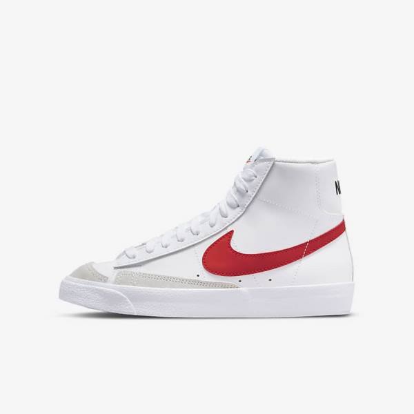 Dětské Basketbalové Boty Nike Blazer Mid 77 Older Bílé Blankyt Černé Červené | NK510QMF