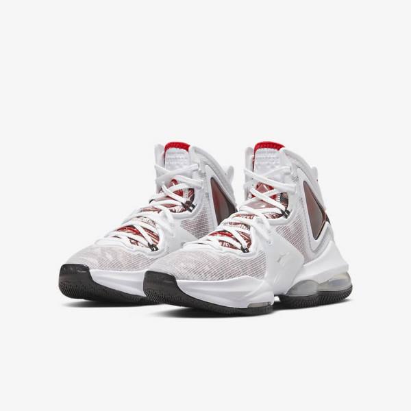 Dětské Basketbalové Boty Nike LeBron 19 Older Bílé Černé Červené | NK450EUF