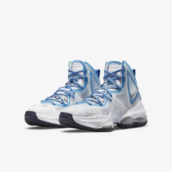 Dětské Basketbalové Boty Nike LeBron 19 Older Bílé Blankyt | NK814UAJ