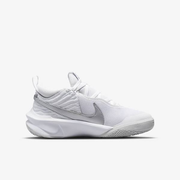 Dětské Basketbalové Boty Nike Team Hustle D 10 Older Bílé Metal Stříbrné | NK381JRF