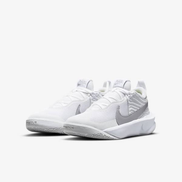 Dětské Basketbalové Boty Nike Team Hustle D 10 Older Bílé Metal Stříbrné | NK381JRF