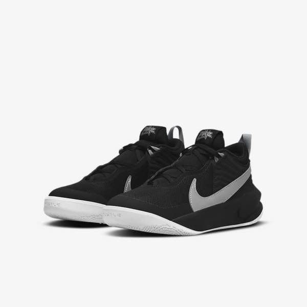 Dětské Basketbalové Boty Nike Team Hustle D 10 Older Černé Bílé Metal Stříbrné | NK561TQJ