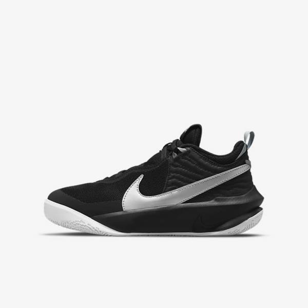 Dětské Basketbalové Boty Nike Team Hustle D 10 Older Černé Bílé Metal Stříbrné | NK561TQJ