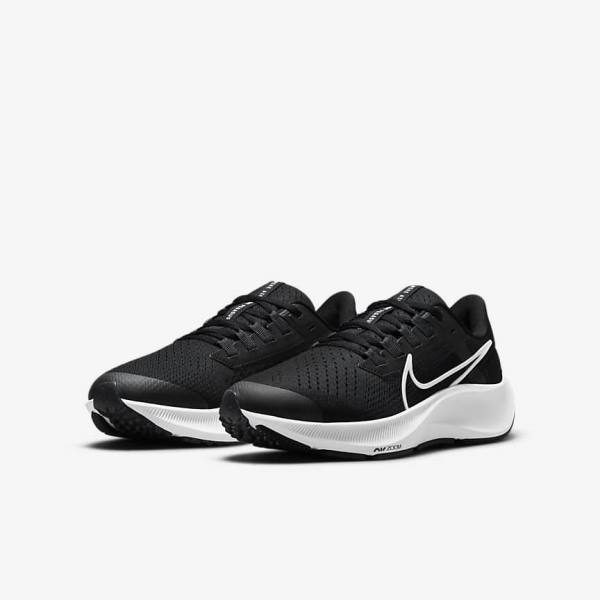 Dětské Běžecké Boty Nike Air Zoom Pegasus 38 Older Silniční Černé Tmavě Šedé Bílé | NK240XSI