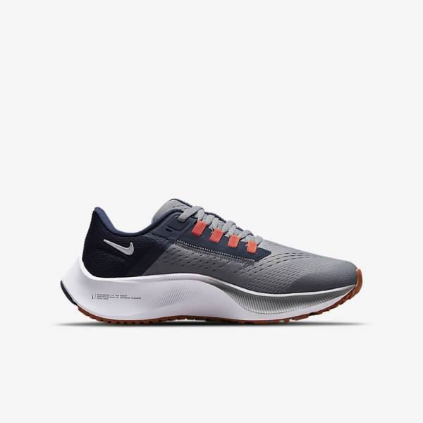 Dětské Běžecké Boty Nike Air Zoom Pegasus 38 Older Silniční Šedé Tmavě Blankyt Oranžové Bílé | NK940YUR