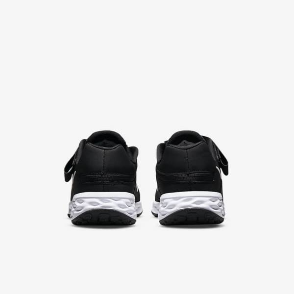 Dětské Běžecké Boty Nike Revolution 6 FlyEase Older Easy On-Off Silniční Černé Tmavě Šedé Bílé | NK319ZAD