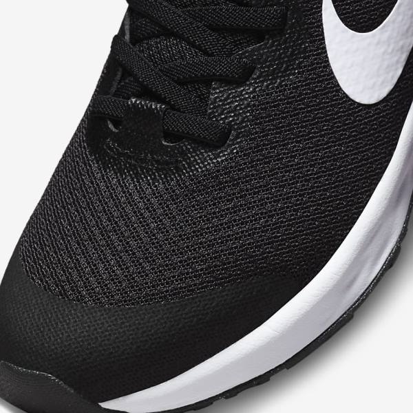 Dětské Běžecké Boty Nike Revolution 6 FlyEase Older Easy On-Off Silniční Černé Tmavě Šedé Bílé | NK319ZAD