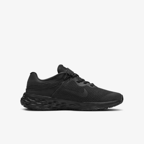 Dětské Běžecké Boty Nike Revolution 6 FlyEase Older Easy On-Off Silniční Černé Tmavě Šedé | NK431OQS