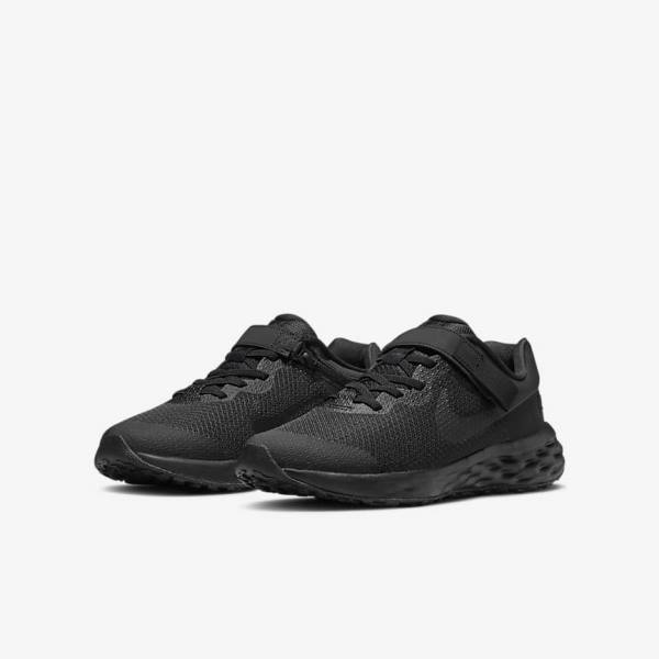 Dětské Běžecké Boty Nike Revolution 6 FlyEase Older Easy On-Off Silniční Černé Tmavě Šedé | NK431OQS