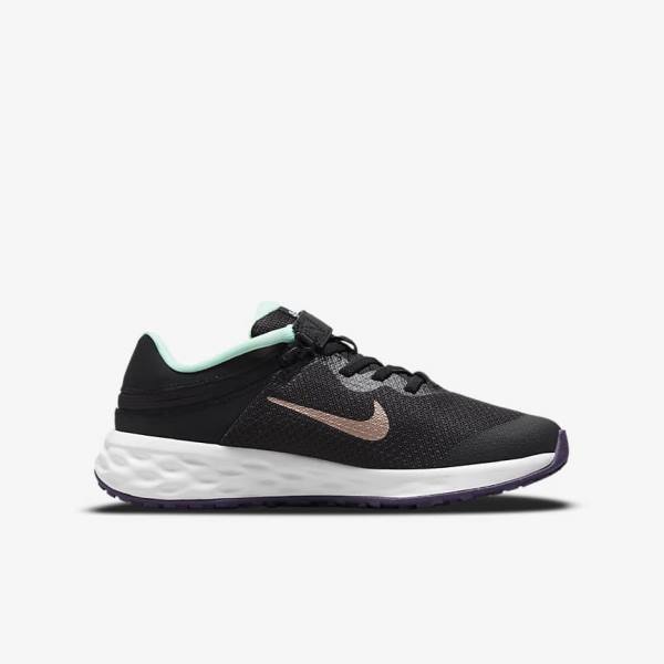 Dětské Běžecké Boty Nike Revolution 6 FlyEase Older Easy On-Off Silniční Černé Mátově Zelená Fialové Metal Červené Hnědé | NK654RZA