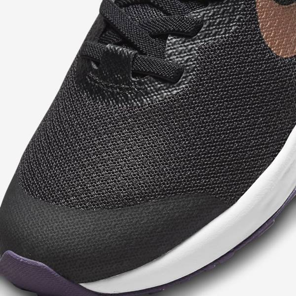 Dětské Běžecké Boty Nike Revolution 6 FlyEase Older Easy On-Off Silniční Černé Mátově Zelená Fialové Metal Červené Hnědé | NK654RZA