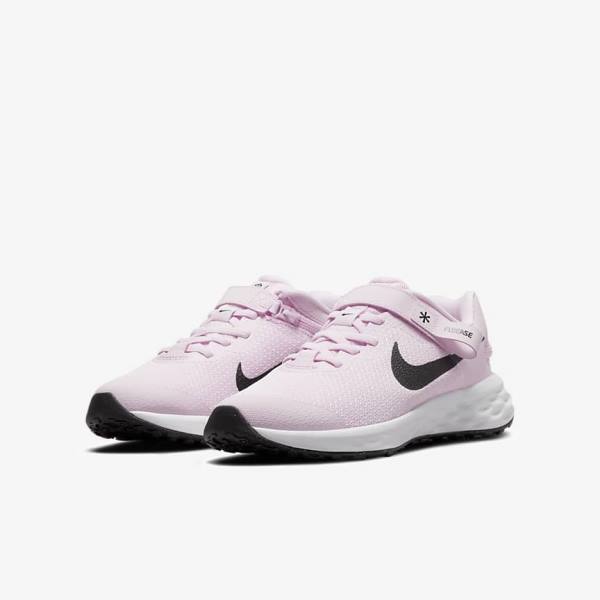 Dětské Běžecké Boty Nike Revolution 6 FlyEase Older Easy On-Off Silniční Růžové Černé | NK783QCF