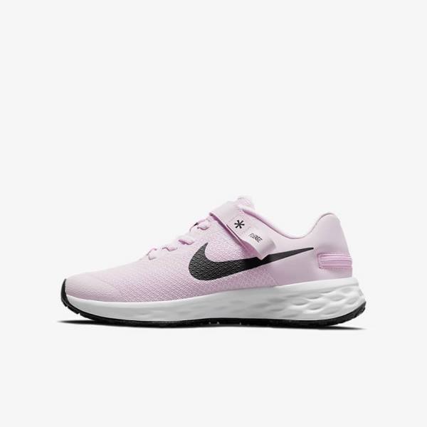 Dětské Běžecké Boty Nike Revolution 6 FlyEase Older Easy On-Off Silniční Růžové Černé | NK783QCF