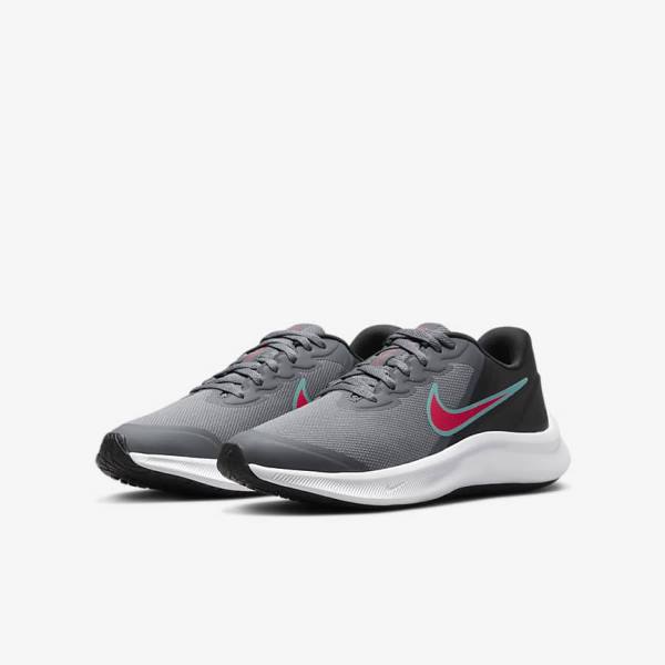 Dětské Běžecké Boty Nike Star Runner 3 Older Silniční Šedé Černé Červené | NK762DQH