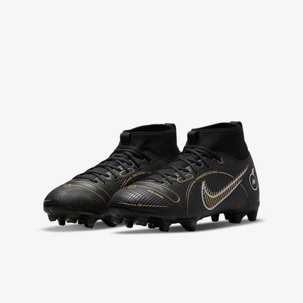 Dětské Kopačky Nike Jr. Mercurial Superfly 8 Academy MG Older Multi-Ground Černé Metal Stříbrné Šedé Metal Zlaté | NK142XLF