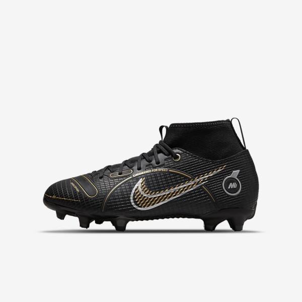 Dětské Kopačky Nike Jr. Mercurial Superfly 8 Academy MG Older Multi-Ground Černé Metal Stříbrné Šedé Metal Zlaté | NK142XLF