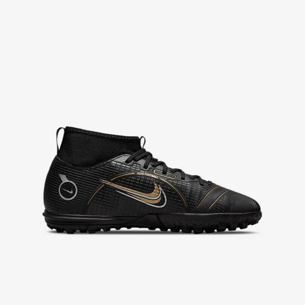 Dětské Kopačky Nike Jr. Mercurial Superfly 8 Academy TF Older Turf Černé Metal Stříbrné Šedé Metal Zlaté | NK179JTX