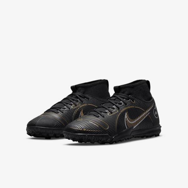 Dětské Kopačky Nike Jr. Mercurial Superfly 8 Academy TF Older Turf Černé Metal Stříbrné Šedé Metal Zlaté | NK179JTX