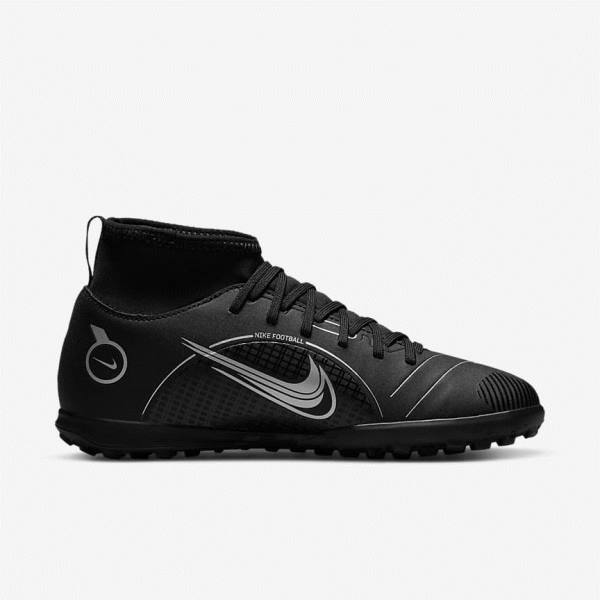 Dětské Kopačky Nike Jr. Mercurial Superfly 8 Club TF Older Turf Černé Šedé Metal Stříbrné | NK493VGB