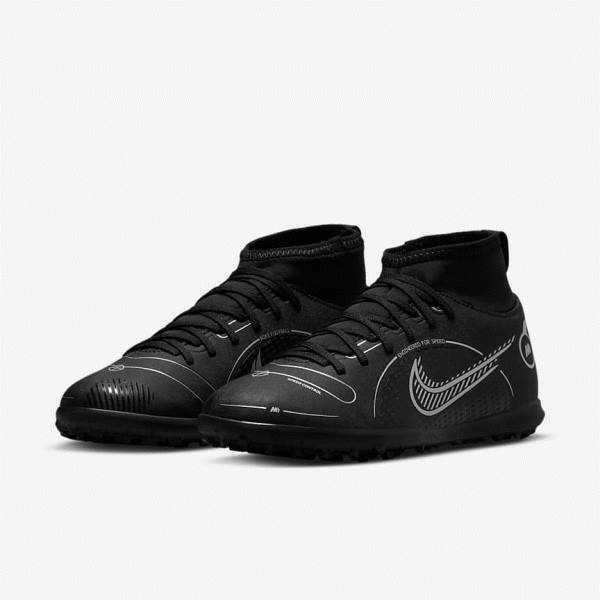 Dětské Kopačky Nike Jr. Mercurial Superfly 8 Club TF Older Turf Černé Šedé Metal Stříbrné | NK493VGB