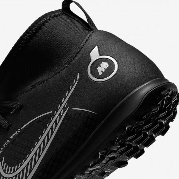 Dětské Kopačky Nike Jr. Mercurial Superfly 8 Club TF Older Turf Černé Šedé Metal Stříbrné | NK493VGB