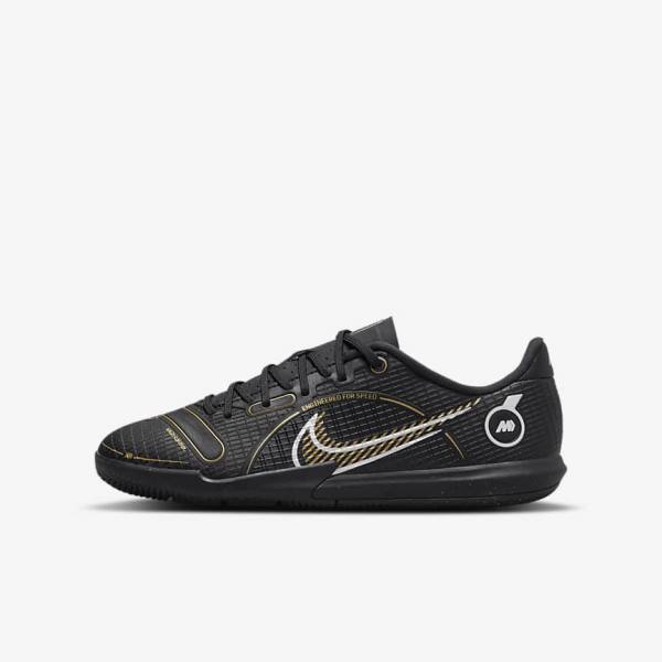 Dětské Kopačky Nike Jr. Mercurial Vapor 14 Academy IC Older Indoor Court Černé Metal Stříbrné Šedé Metal Zlaté | NK725QRN