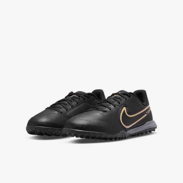 Dětské Kopačky Nike Jr. Tiempo Legend 9 Academy TF Older Turf Černé Tmavě Šedé Metal Zlaté Černé | NK719EQR