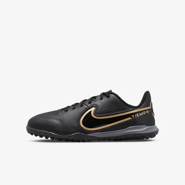 Dětské Kopačky Nike Jr. Tiempo Legend 9 Academy TF Older Turf Černé Tmavě Šedé Metal Zlaté Černé | NK719EQR