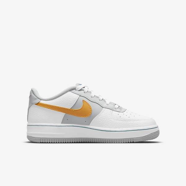 Dětské Tenisky Nike Air Force 1 EMB Older Bílé Šedé Tyrkysové Blankyt | NK935GDL