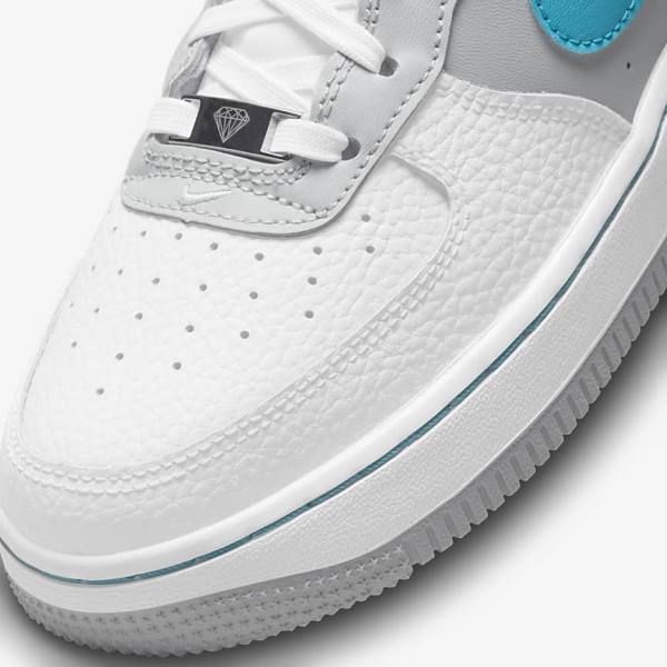 Dětské Tenisky Nike Air Force 1 EMB Older Bílé Šedé Tyrkysové Blankyt | NK935GDL