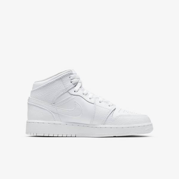 Dětské Tenisky Nike Air Jordan 1 Mid Older Bílé | NK036BEY