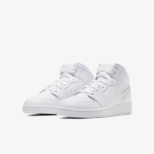 Dětské Tenisky Nike Air Jordan 1 Mid Older Bílé | NK036BEY