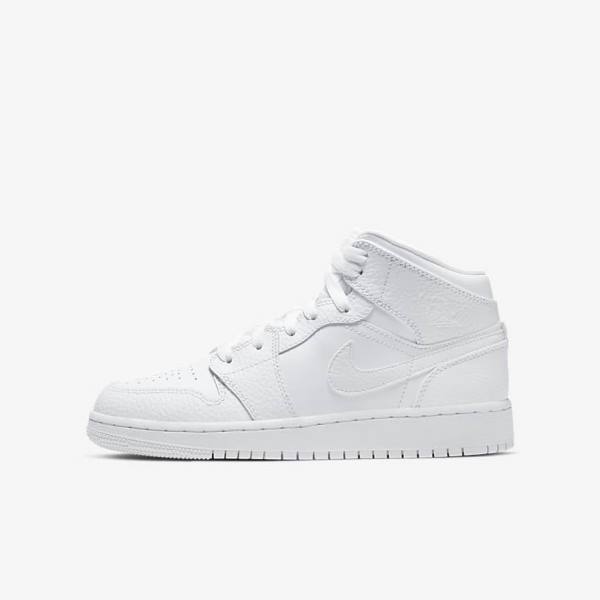 Dětské Tenisky Nike Air Jordan 1 Mid Older Bílé | NK036BEY