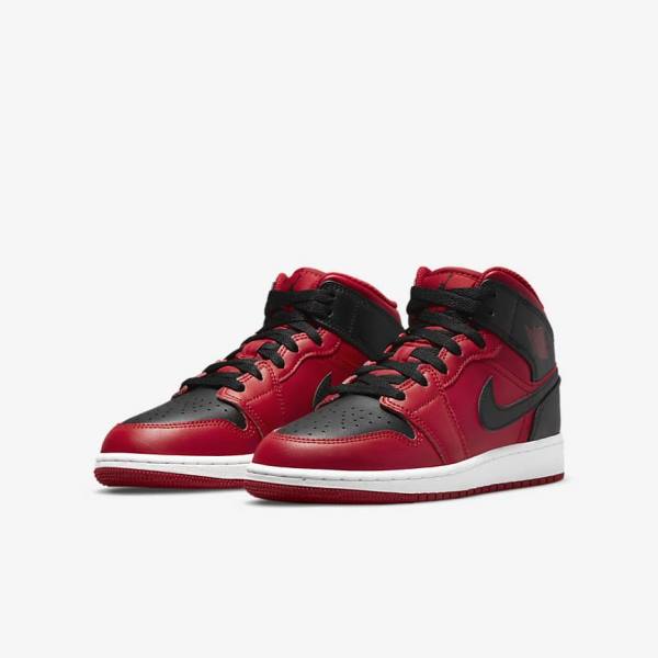 Dětské Tenisky Nike Air Jordan 1 Mid Older Červené Bílé Černé | NK789GXC