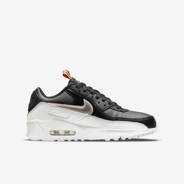 Dětské Tenisky Nike Air Max 90 LTR SE Older Černé Bílé Metal Blankyt Šedé | NK591DCM