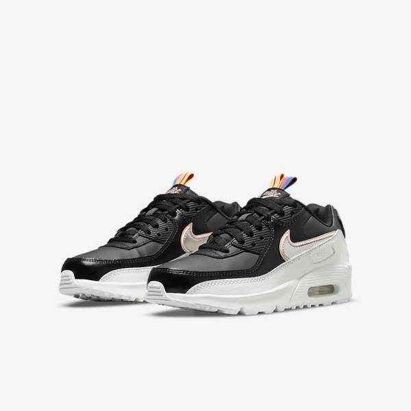 Dětské Tenisky Nike Air Max 90 LTR SE Older Černé Bílé Metal Blankyt Šedé | NK591DCM