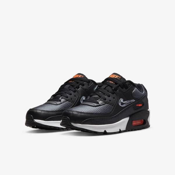 Dětské Tenisky Nike Air Max 90 Older Černé Oranžové Šedé Bílé | NK105QJL