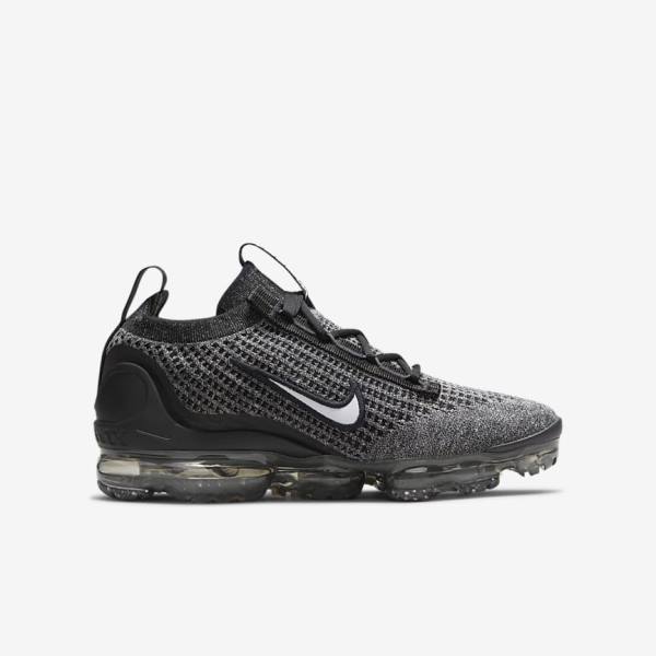 Dětské Tenisky Nike Air VaporMax 2021 FK Older Černé Bílé Tmavě Šedé Černé | NK148NCS