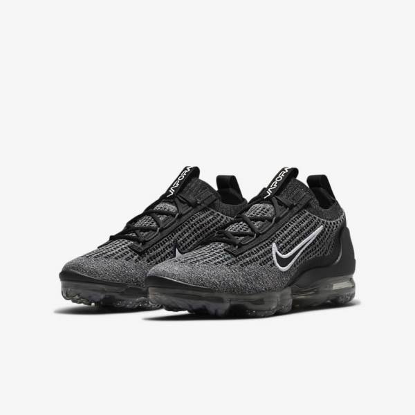 Dětské Tenisky Nike Air VaporMax 2021 FK Older Černé Bílé Tmavě Šedé Černé | NK148NCS