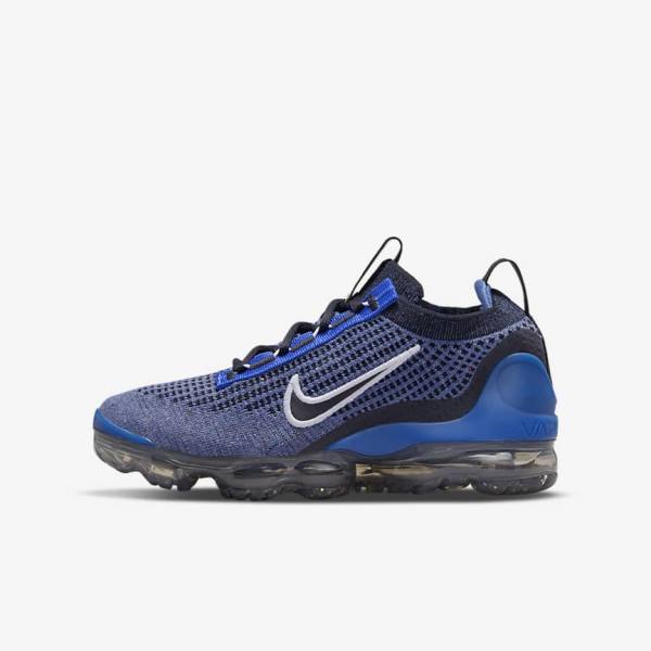 Dětské Tenisky Nike Air VaporMax 2021 FK Older Královská Modrá Bílé Tmavě Šedé Černé | NK735RHG