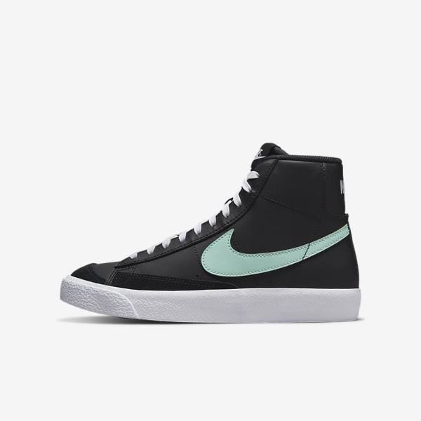 Dětské Tenisky Nike Blazer Mid 77 Older Černé Bílé Mátově Zelená | NK204LNI