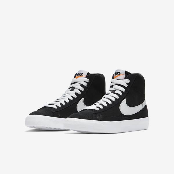 Dětské Tenisky Nike Blazer Mid 77 Semišové Older Černé Oranžové Bílé | NK615XMO