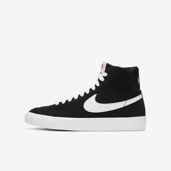 Dětské Tenisky Nike Blazer Mid 77 Semišové Older Černé Oranžové Bílé | NK615XMO