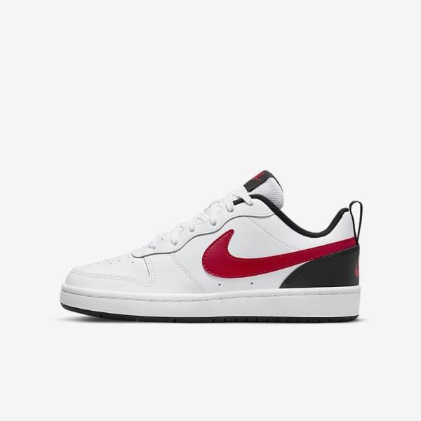 Dětské Tenisky Nike Court Borough Low 2 Older Bílé Černé Červené | NK796XYG