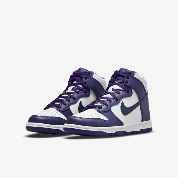 Dětské Tenisky Nike Dunk High Older Bílé Fialové Tmavě Blankyt | NK458UVZ